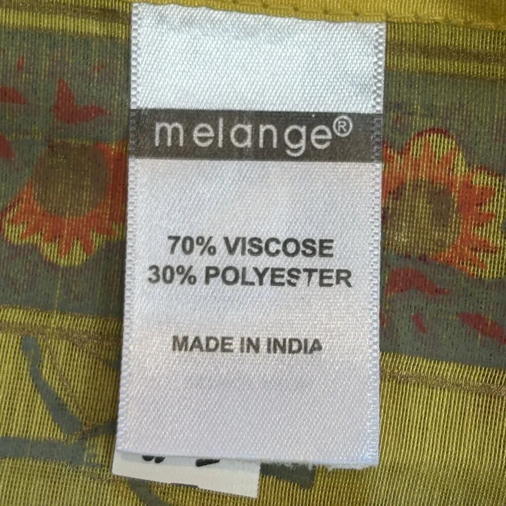 Melange Ethnic Indian Block Print Gold Floral Semi Sheer Tablecloth 95